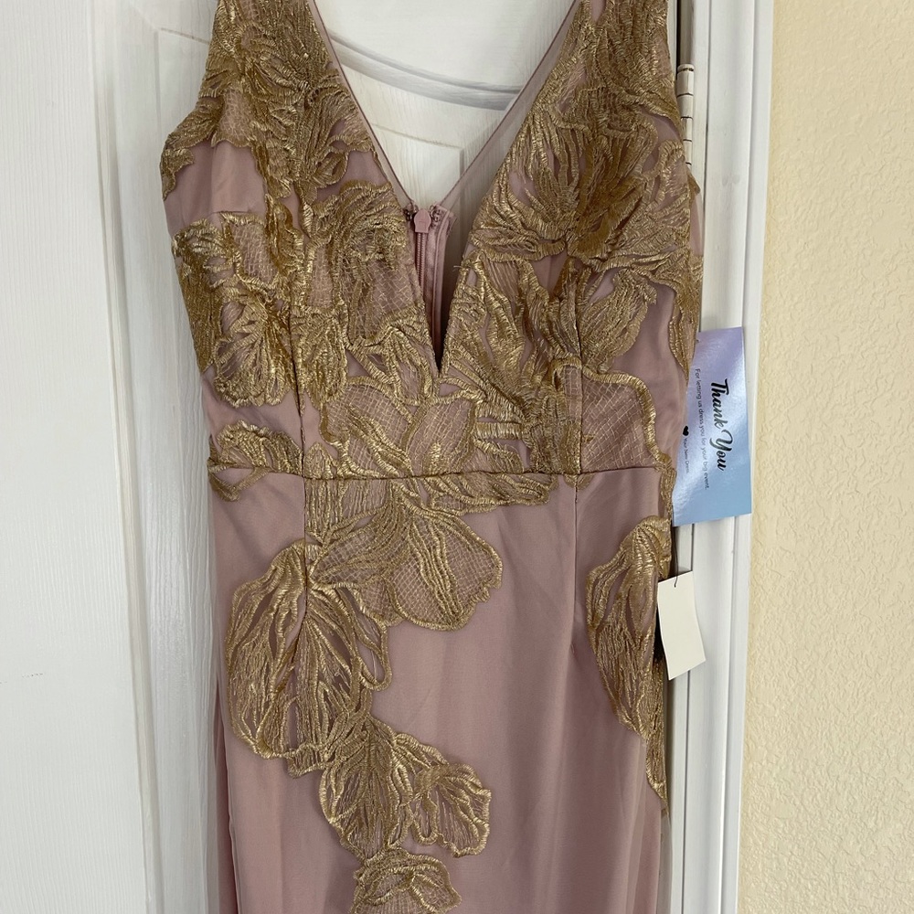Textured embroidered with gold leaves Soieblu dress brand new